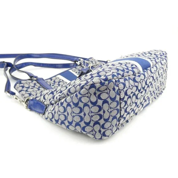 Coach Signature Navy Foldover Crossbody F27024 - Picture 2 of 16